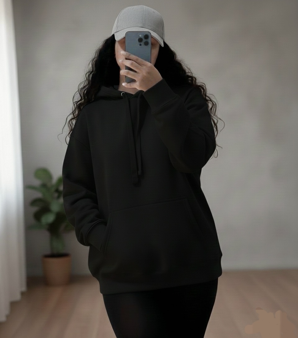 هودی مشکی اوورسایز COTTON HERTIAGE