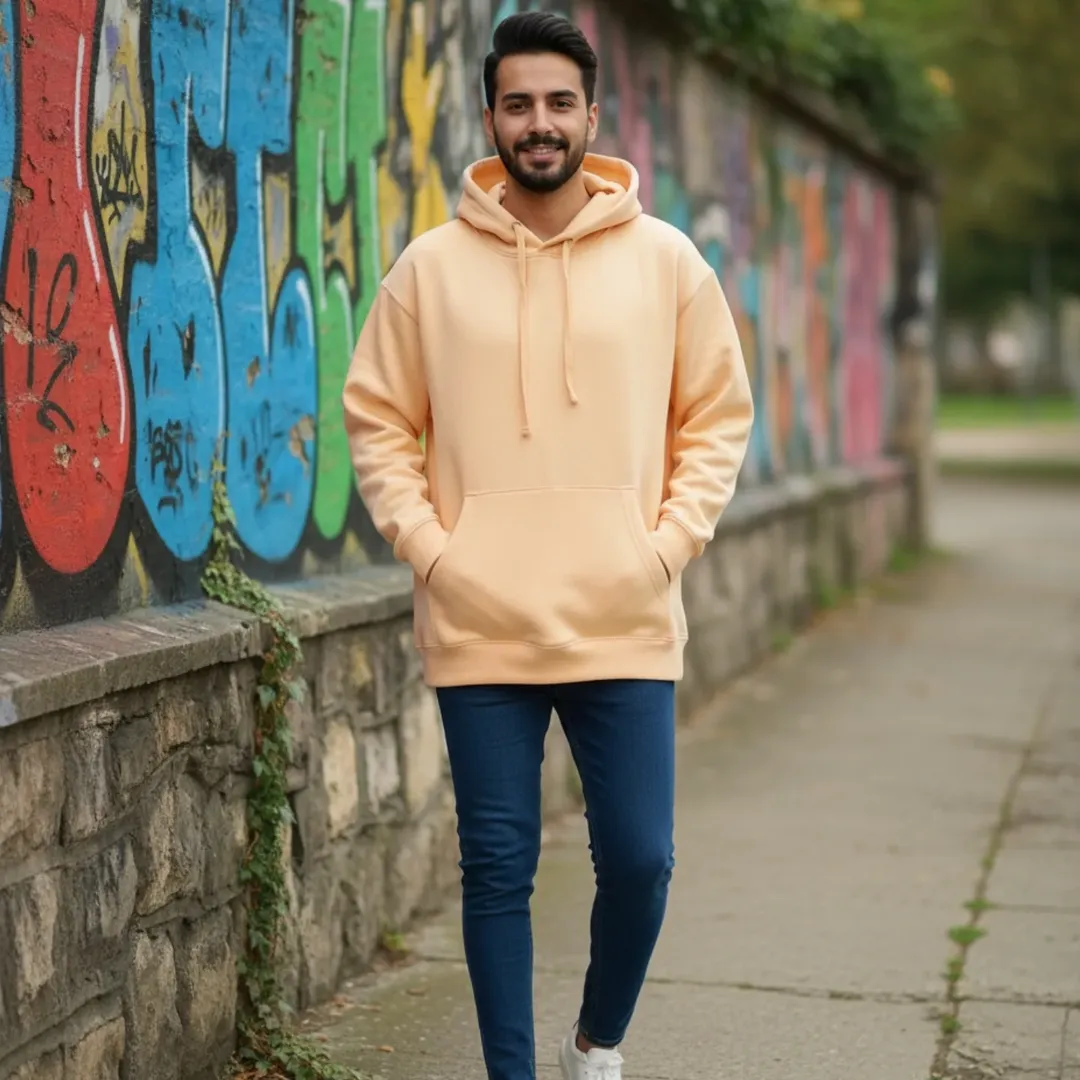 هودی انبه‌ای اورسایز