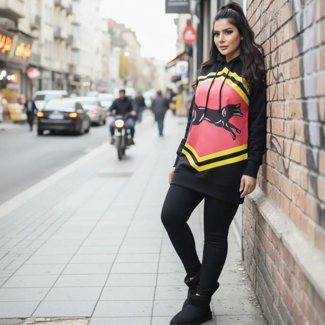 هودی مشکی طرح گرگ