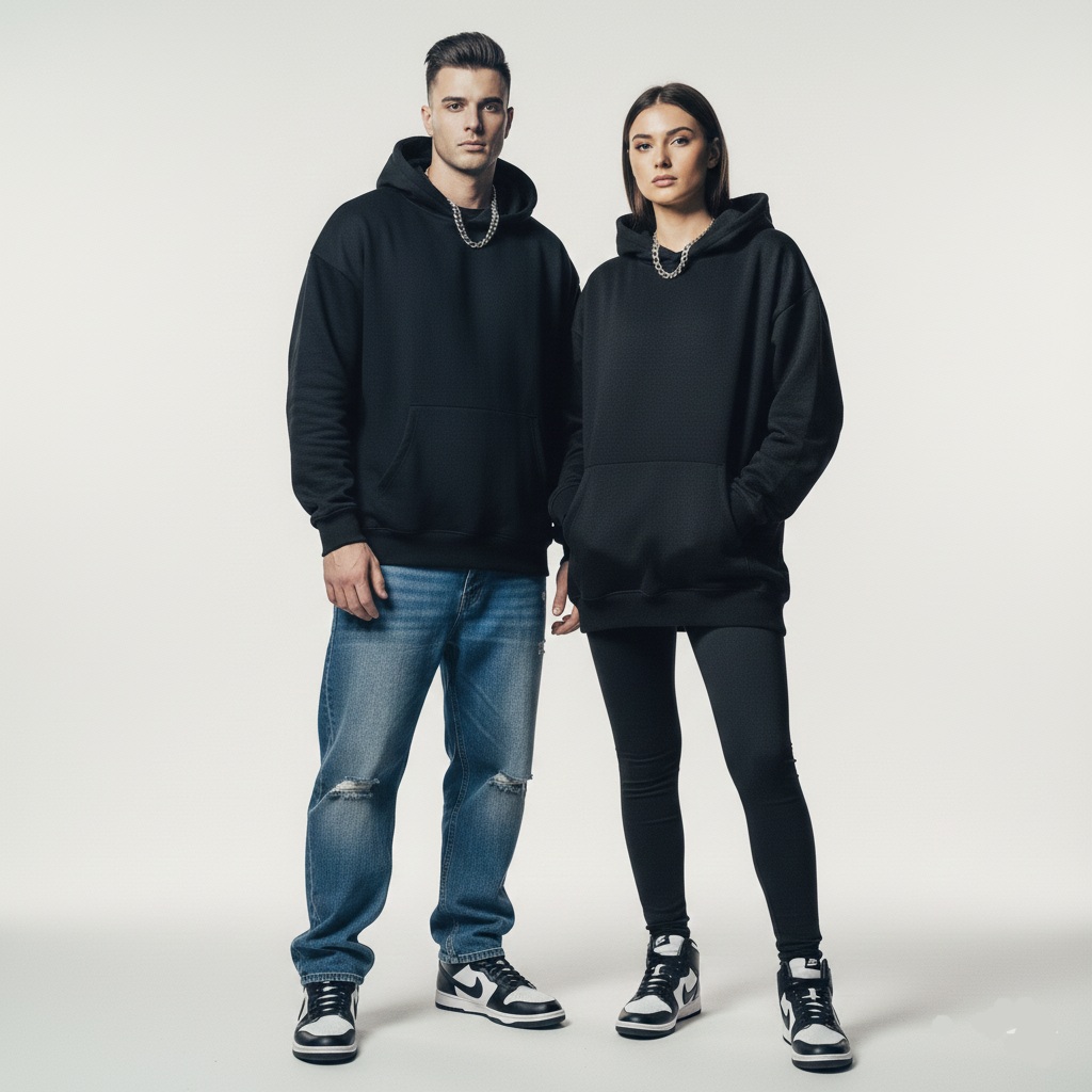 هودی  مشکی بیسیک پریمیوم JUSDT HODIE ( ضخیم و گرم بالا)